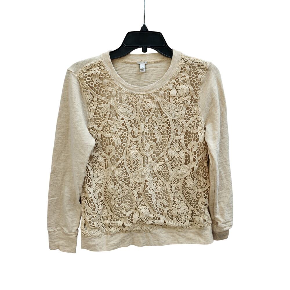 J.Crew Cream Lace Overlay Pullover Sweatshirt – Women’s Medium